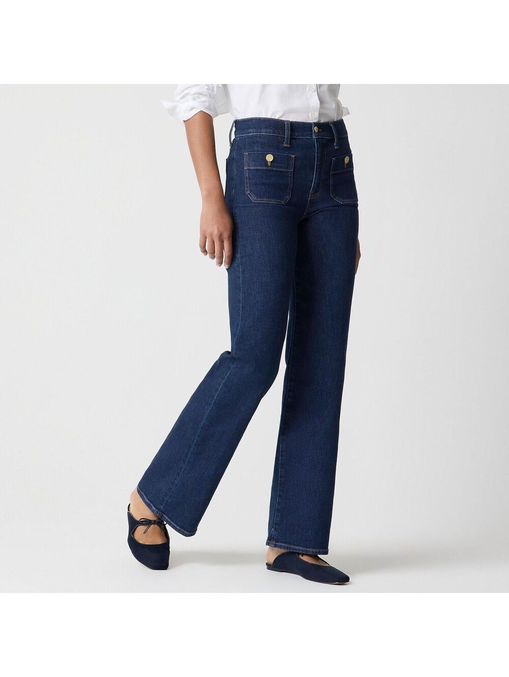 NWT J Crew Factory Slim Wide-Leg Sailor Jean in All-Day Stretch - Size 35 Tall